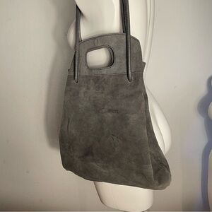 Free People Gray Rosetta Top Handle Suede Shoulder Bag flawed